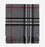100% Wool Charcoal Grey Check Scarf