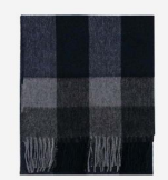 100% Wool Blue and Grey Striped Scarf